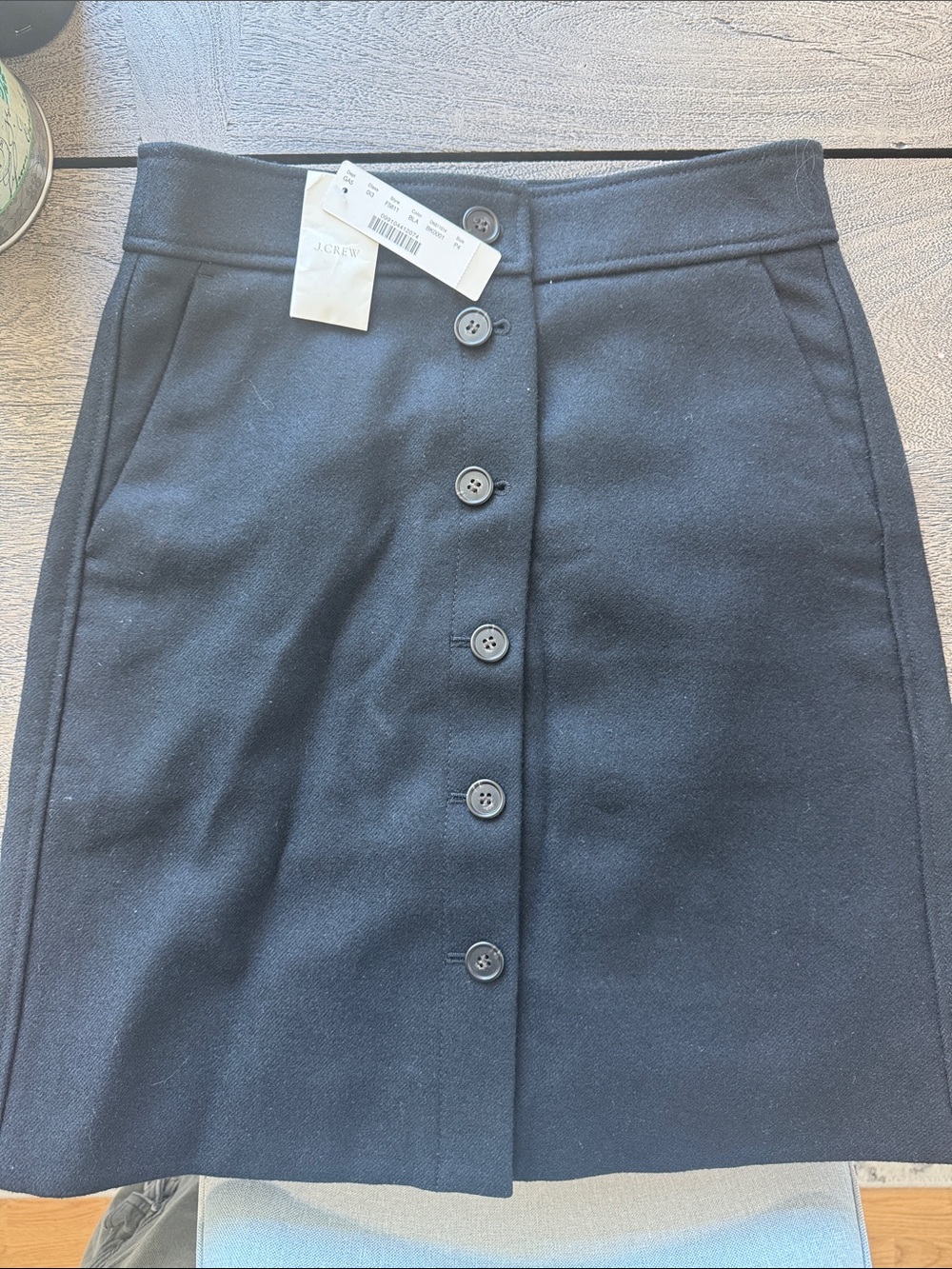 J. Crew Black Button-Front Mini Skirt